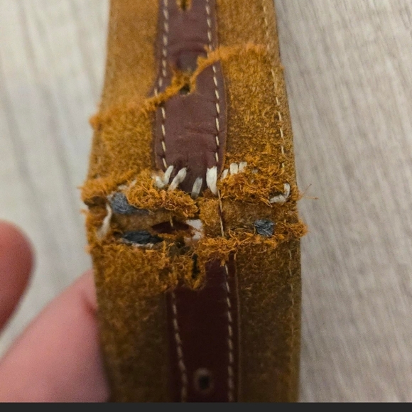 Vintage Tony Lama Mens Size 40 Brown Leather Belt Buckaroo Scallop Conchos Rawhi - Picture 5 of 8